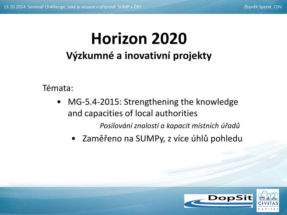 capacities of local authorities Posilování znalostí