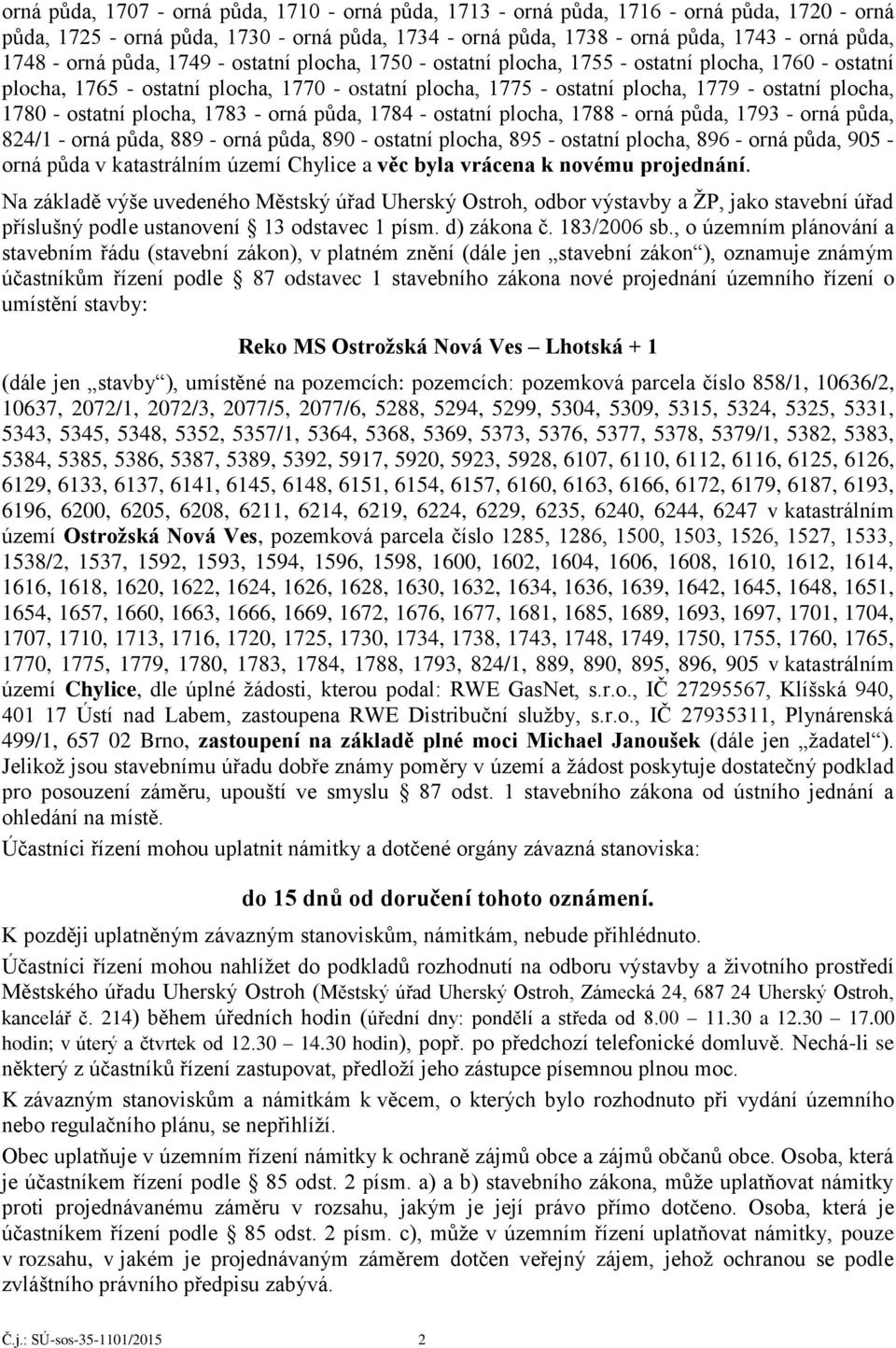 - ostatní plocha, 1783 - orná půda, 1784 - ostatní plocha, 1788 - orná půda, 1793 - orná půda, 824/1 - orná půda, 889 - orná půda, 890 - ostatní plocha, 895 - ostatní plocha, 896 - orná půda, 905 -