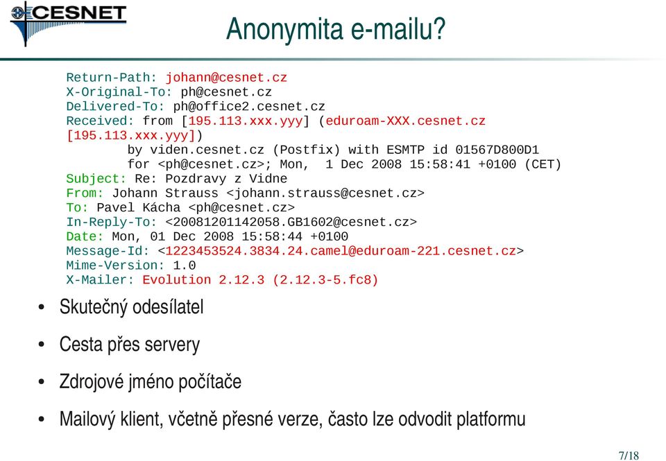 cz> To: Pavel Kácha <ph@cesnet.cz> In-Reply-To: <20081201142058.GB1602@cesnet.cz> Date: Mon, 01 Dec 2008 15:58:44 +0100 Message-Id: <1223453524.3834.24.camel@eduroam-221.cesnet.cz> Mime-Version: 1.