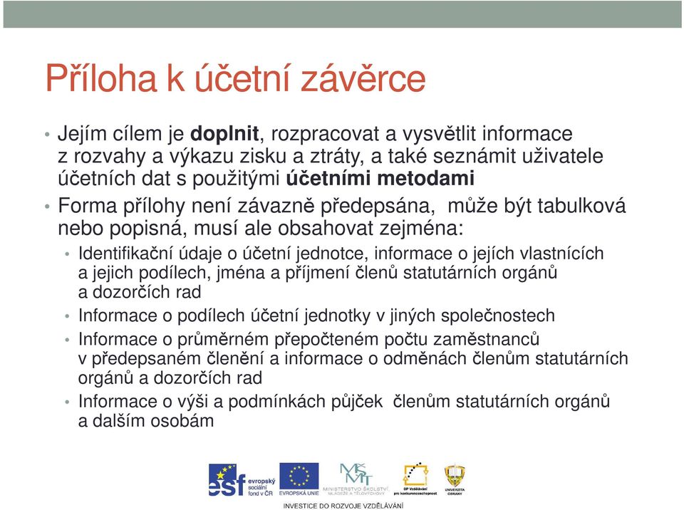 a jejich podílech, jména a příjmení členů statutárních orgánů a dozorčích rad Informace o podílech účetní jednotky v jiných společnostech Informace o průměrném přepočteném počtu