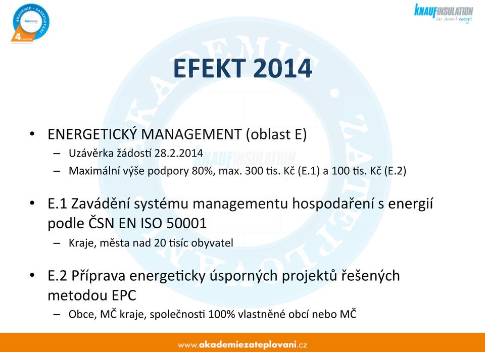 1 Zavádění systému managementu hospodaření s energií podle ČSN EN ISO 50001 Kraje, města nad