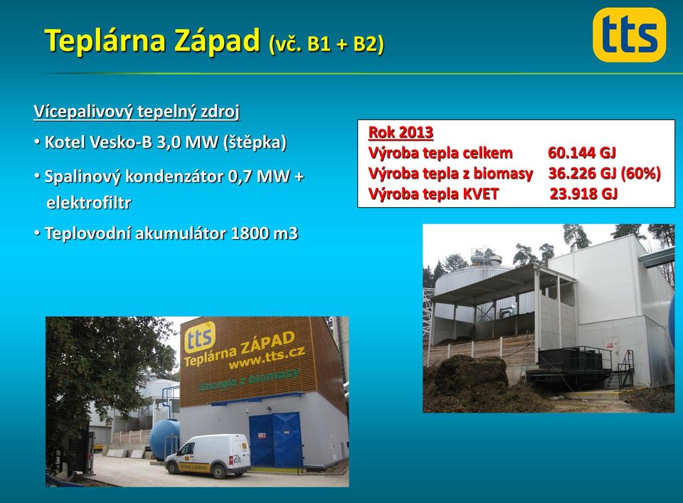 Spalinový kondenzátor 0,7 MW + elektrofiltr Teplovodní akumulátor