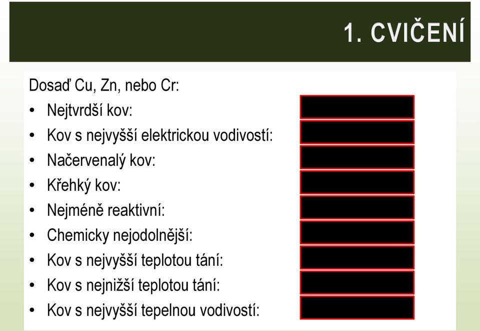 Chemicky nejodolnější: Kov s nejvyšší teplotou tání: Kov s