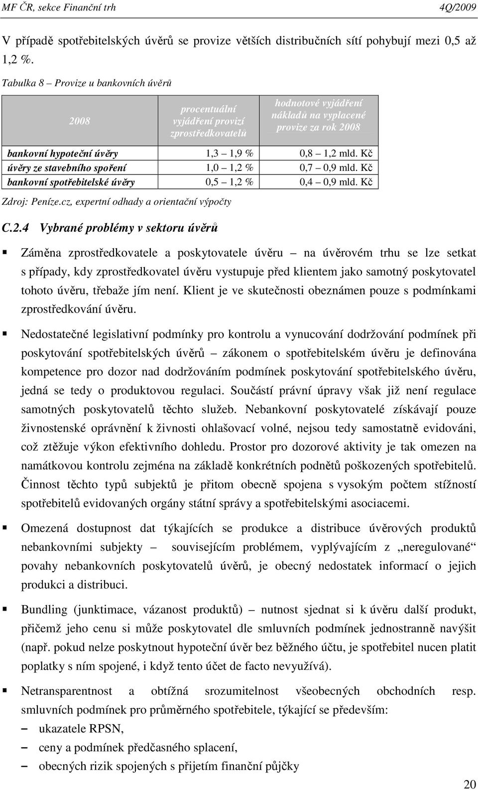 Kč úvěry ze stavebního spoření 1,0 1,2 