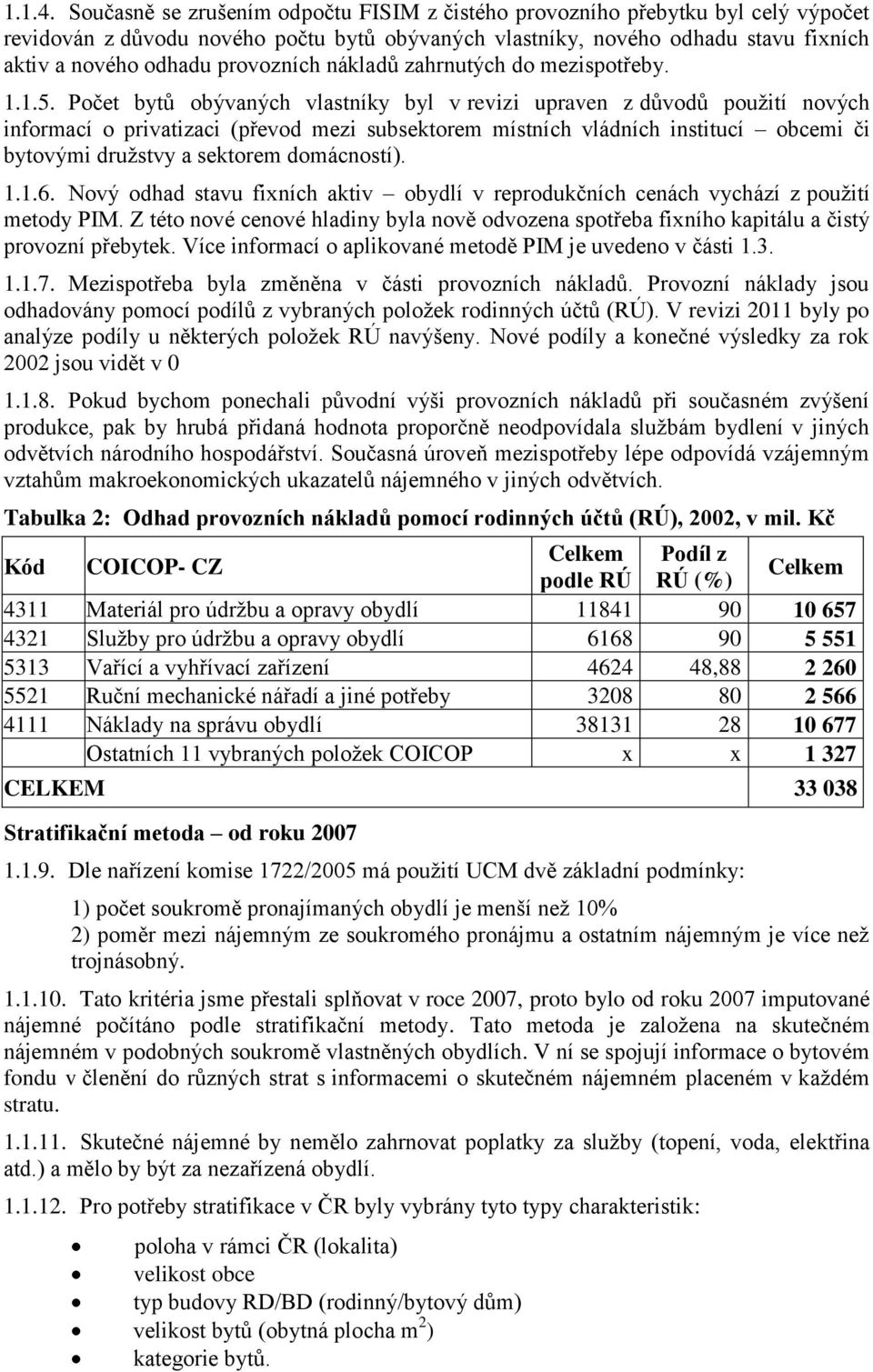 Počet bytů obývaných vlastníky byl v revizi upraven z důvodů použití nových informací o privatizaci (převod mezi subsektorem místních vládních institucí obcemi či bytovými družstvy a sektorem