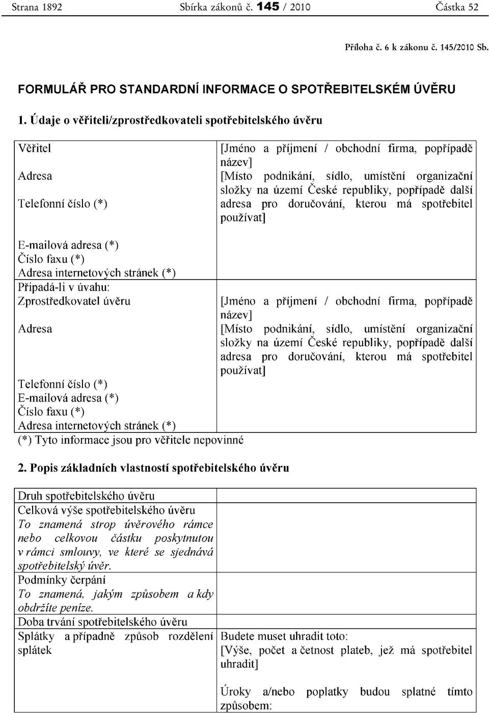 145 / 2010 Částka 52