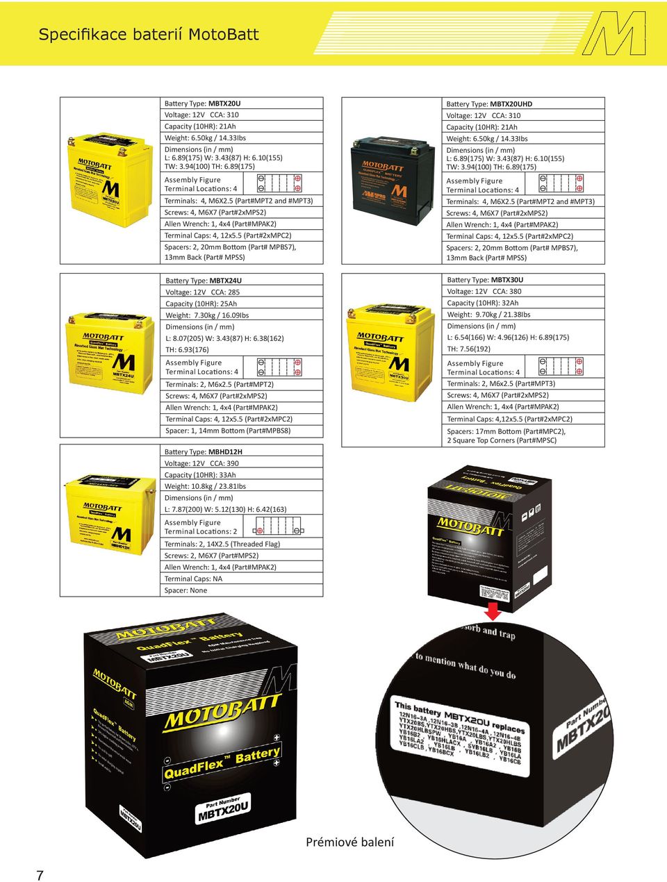 5 (Part#MPT2 and #MPT3) Screws: 4, M6X7 (Part#2xMPS2) Terminal Caps: 4, 12x5.5 (Part#2xMPC2) Spacers: 2, 20mm Bottom (Part# MPBS7), 13mm Back (Part# MPSS) Terminal Locations: 4 Terminals: 4, M6X2.