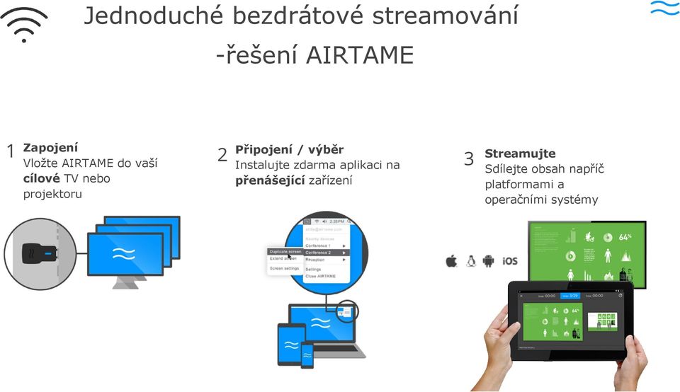 Připojení / výběr Instalujte zdarma aplikaci na přenášející