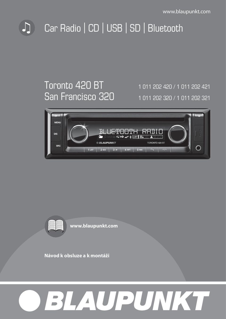 Car Radio CD USB SD Bluetooth. Toronto 420 BT / San Francisco / - PDF  Stažení zdarma