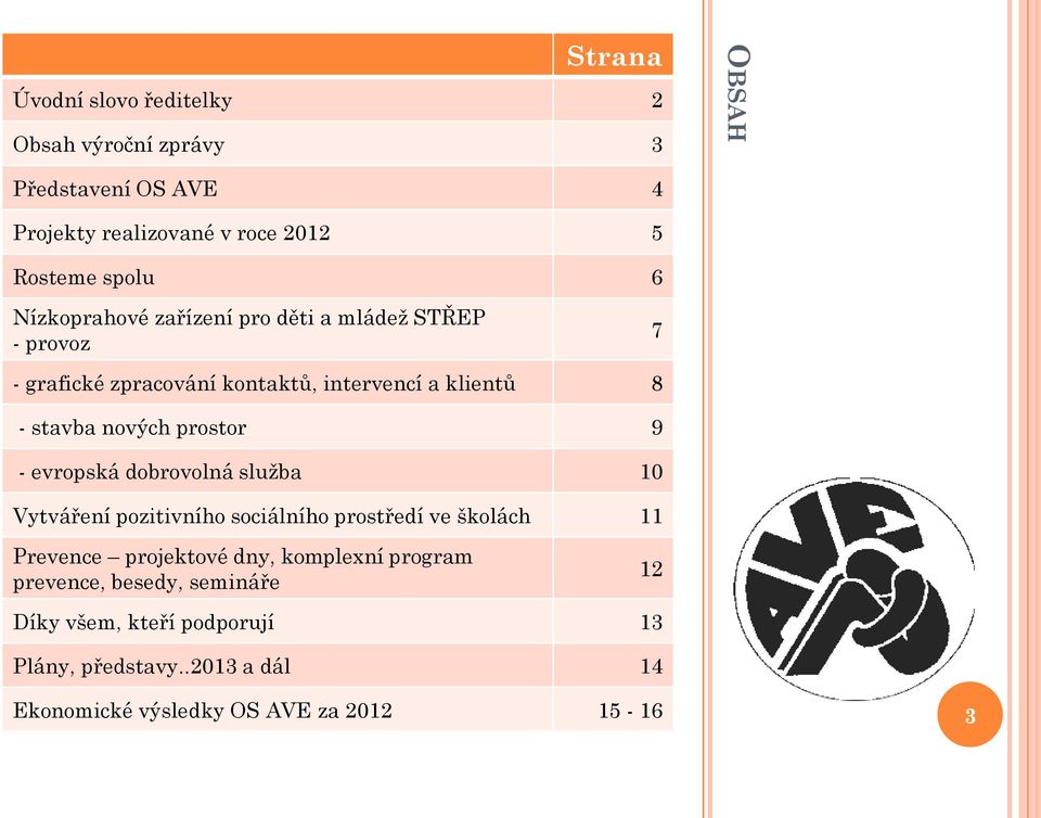 prostor 9 - evropská dobrovolná služba 10 Vytváření pozitivního sociálního prostředí ve školách 11 Prevence projektové dny, komplexní