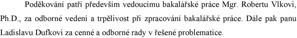 , za odborné vedení a trpělivost při zpracování