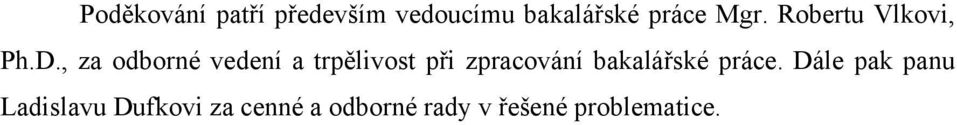 , za odborné vedení a trpělivost při zpracování