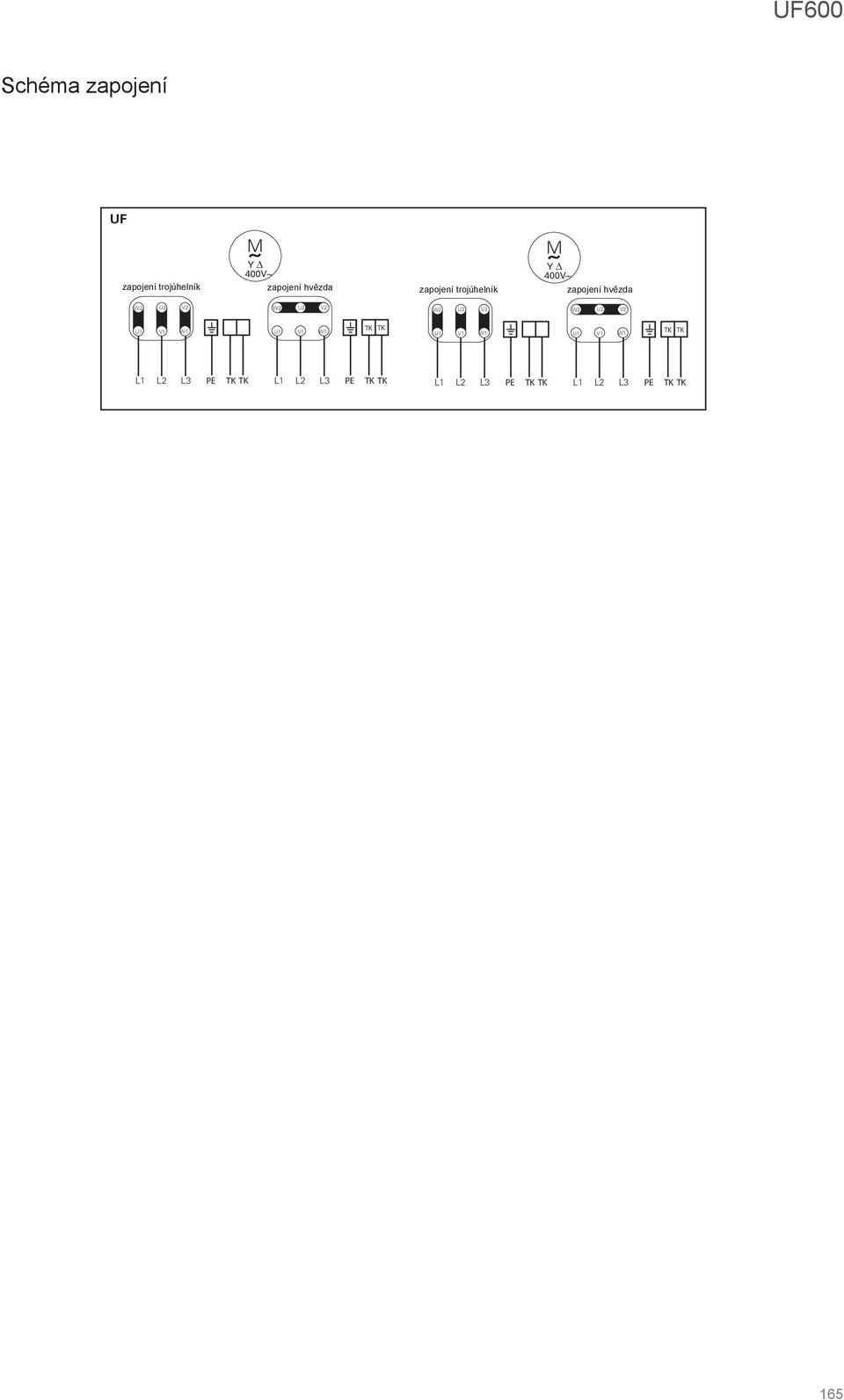 trojúhelník M ~Y Δ 400V~ zapojení Y-connection hvězda TK TK TK