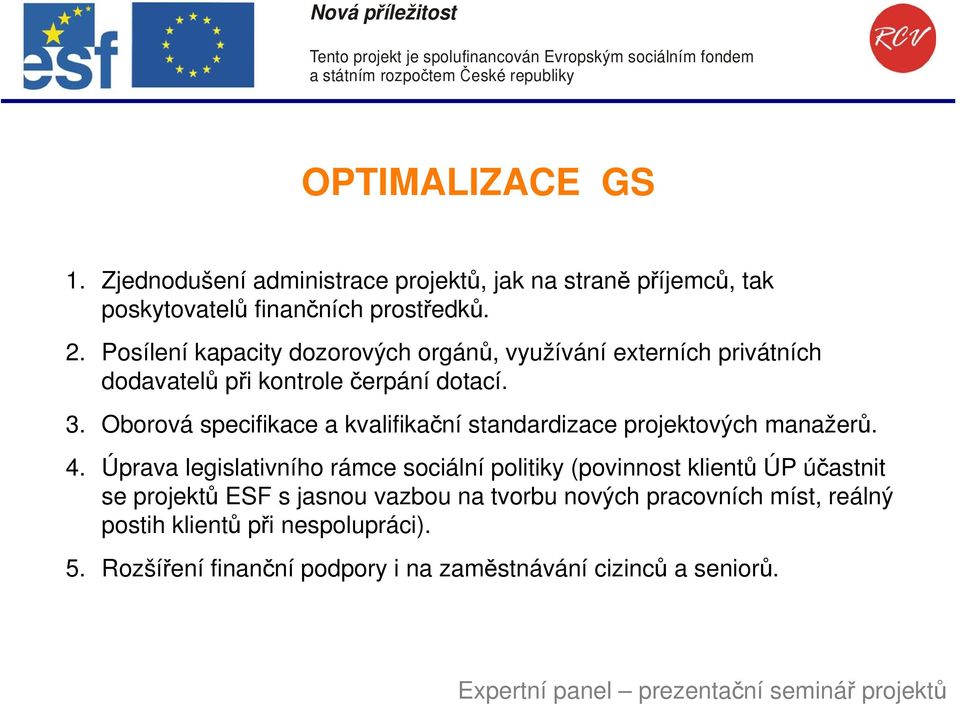 Oborová specifikace a kvalifikační standardizace projektových manažerů. 4.