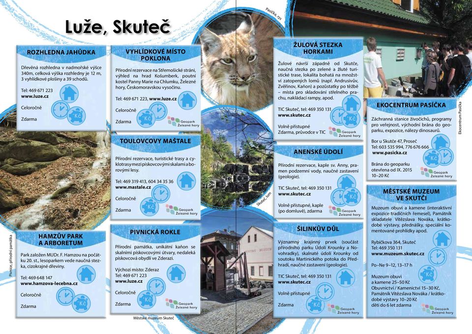 Andrusivův, Zvěřinov, Kaňon) a pozůstatky po těžbě místa pro skladování střelného prachu, nakládací rampy, apod.