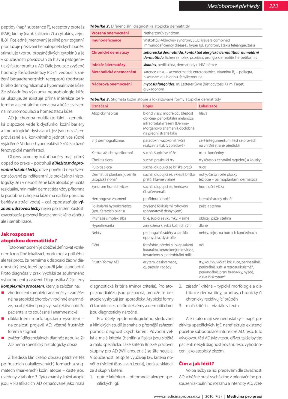 AD. Dále jsou zde zvýšené hodnoty fosfodiesterázy PDE4, vedoucí k snížení betaadrenergních receptorů (podstata bílého dermografizmu) a hyperreaktivitě kůže.