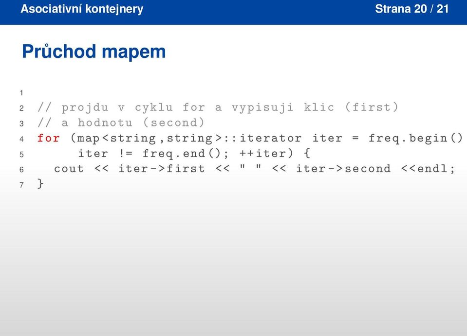 string, string >:: iterator iter = freq.