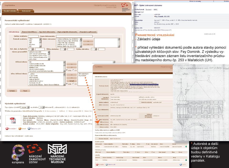 Z výsledku vyhledávání zobrazen záznam listu inventarizačního průzkumu nadsklepního