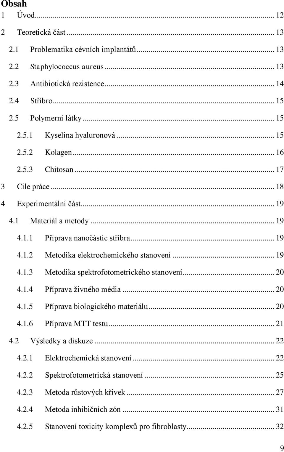 .. 19 4.1.3 Metodika spektrofotometrického stanovení... 20 4.1.4 Příprava živného média... 20 4.1.5 Příprava biologického materiálu... 20 4.1.6 Příprava MTT testu... 21 4.2 Výsledky a diskuze... 22 4.
