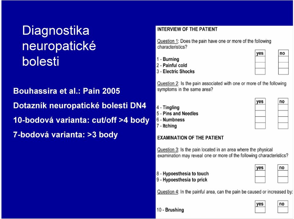 : Pain 2005 Dotazník neuropatické