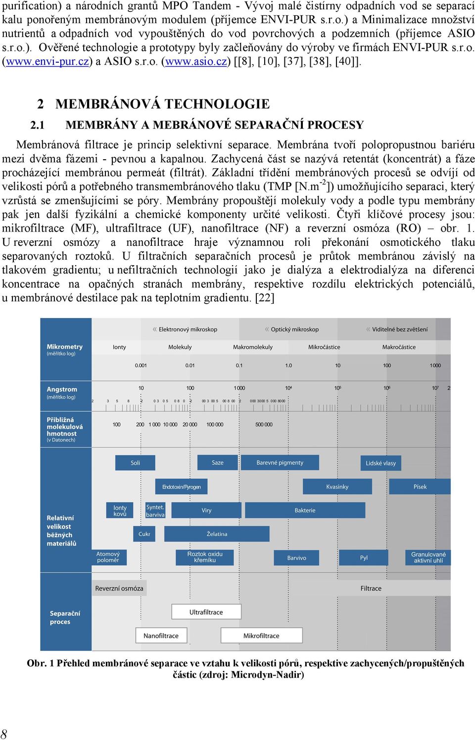 1 MEMBRÁNY A MEBRÁNOVÉ SEPARAČNÍ PROCESY Membránová filtrace je princip selektivní separace. Membrána tvoří polopropustnou bariéru mezi dvěma fázemi - pevnou a kapalnou.