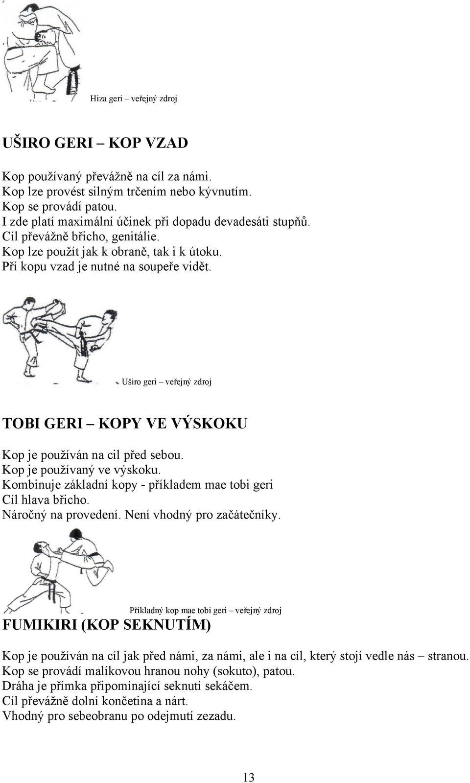 Uširo geri veřejný zdroj TOBI GERI KOPY VE VÝSKOKU Kop je používán na cil před sebou. Kop je používaný ve výskoku. Kombinuje základní kopy - příkladem mae tobi geri Cíl hlava břicho.