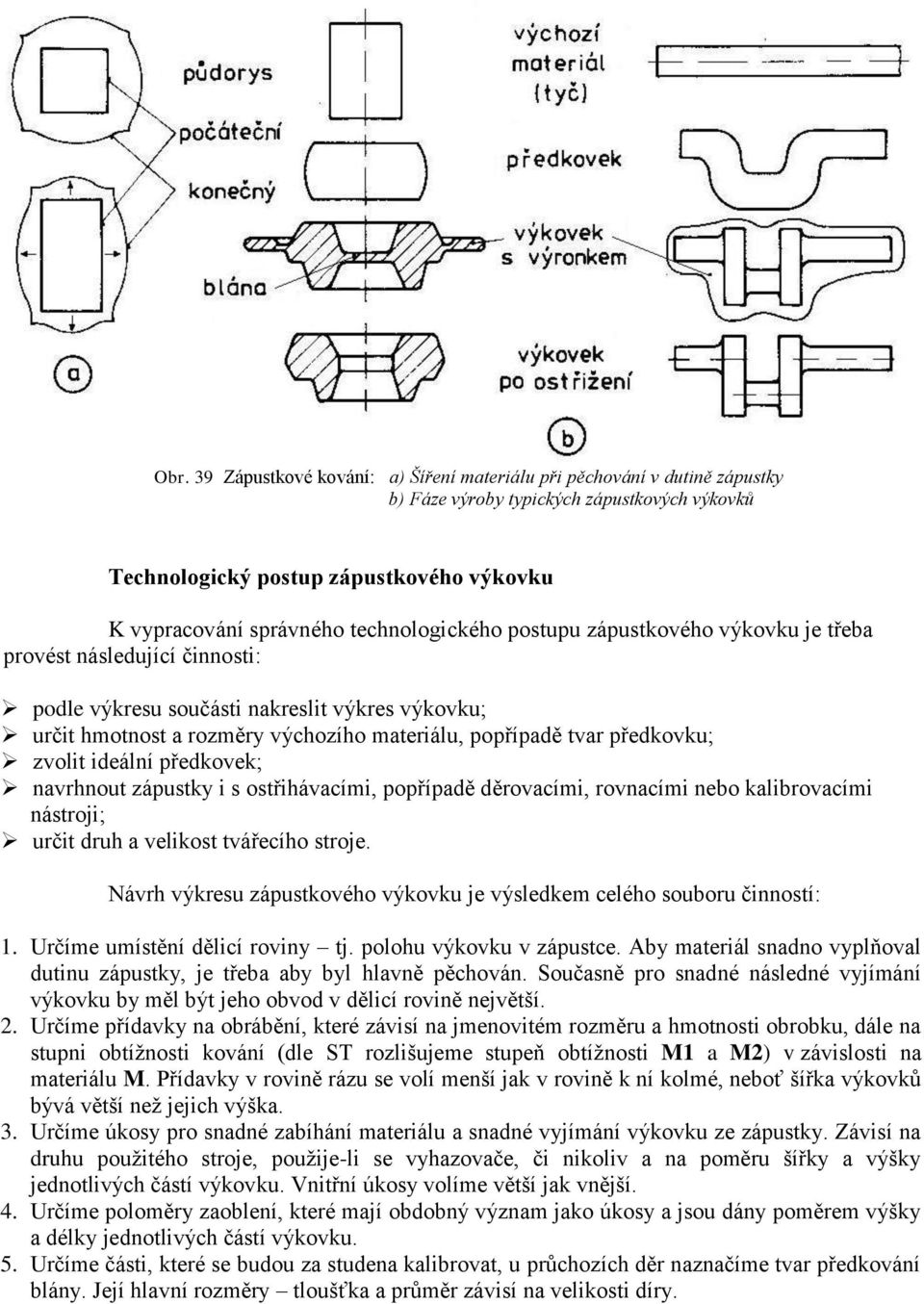 předkovku; zvolit ideální předkovek; navrhnout zápustky i s ostřihávacími, popřípadě děrovacími, rovnacími nebo kalibrovacími nástroji; určit druh a velikost tvářecího stroje.