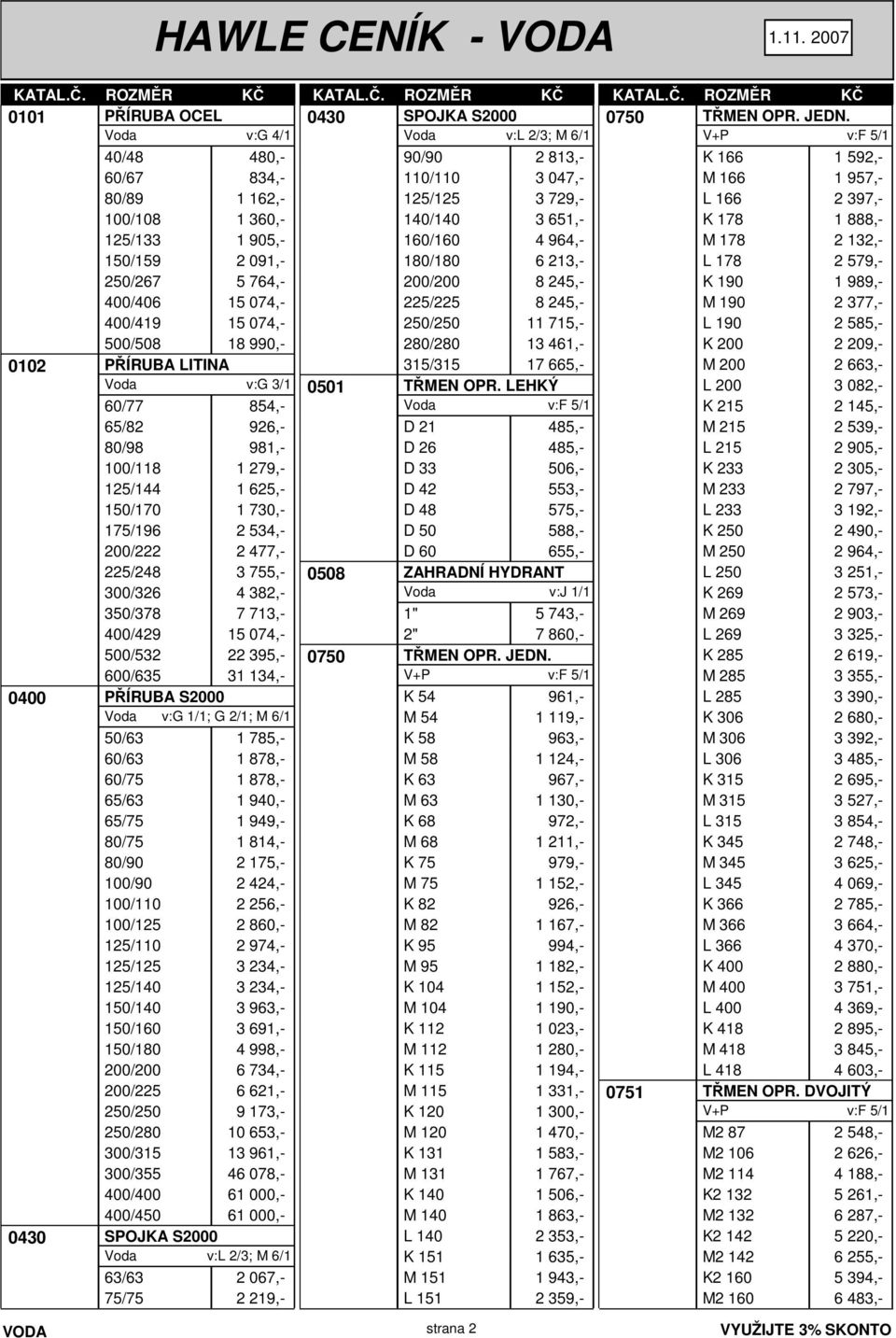 15 074,- 500/532 22 395,- 600/635 31 134,- 0400 PŘÍRUBA S2000 v:g 1/1; G 2/1; M 6/1 50/63 1 785,- 60/63 1 878,- 60/75 1 878,- 65/63 1 940,- 65/75 1 949,- 80/75 1 814,- 80/90 2 175,- 100/90 2 424,-