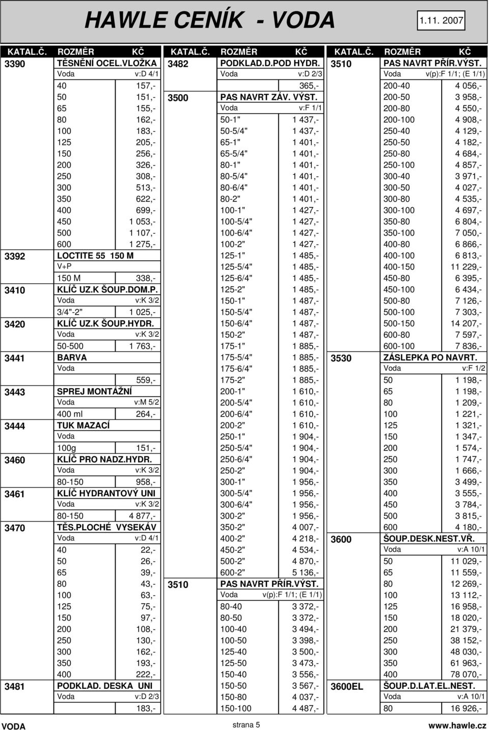 338,- 3410 KLÍČ UZ.K ŠOUP.DOM.P. v:k 3/2 3/4"-2" 1 025,- 3420 KLÍČ UZ.K ŠOUP.HYDR.