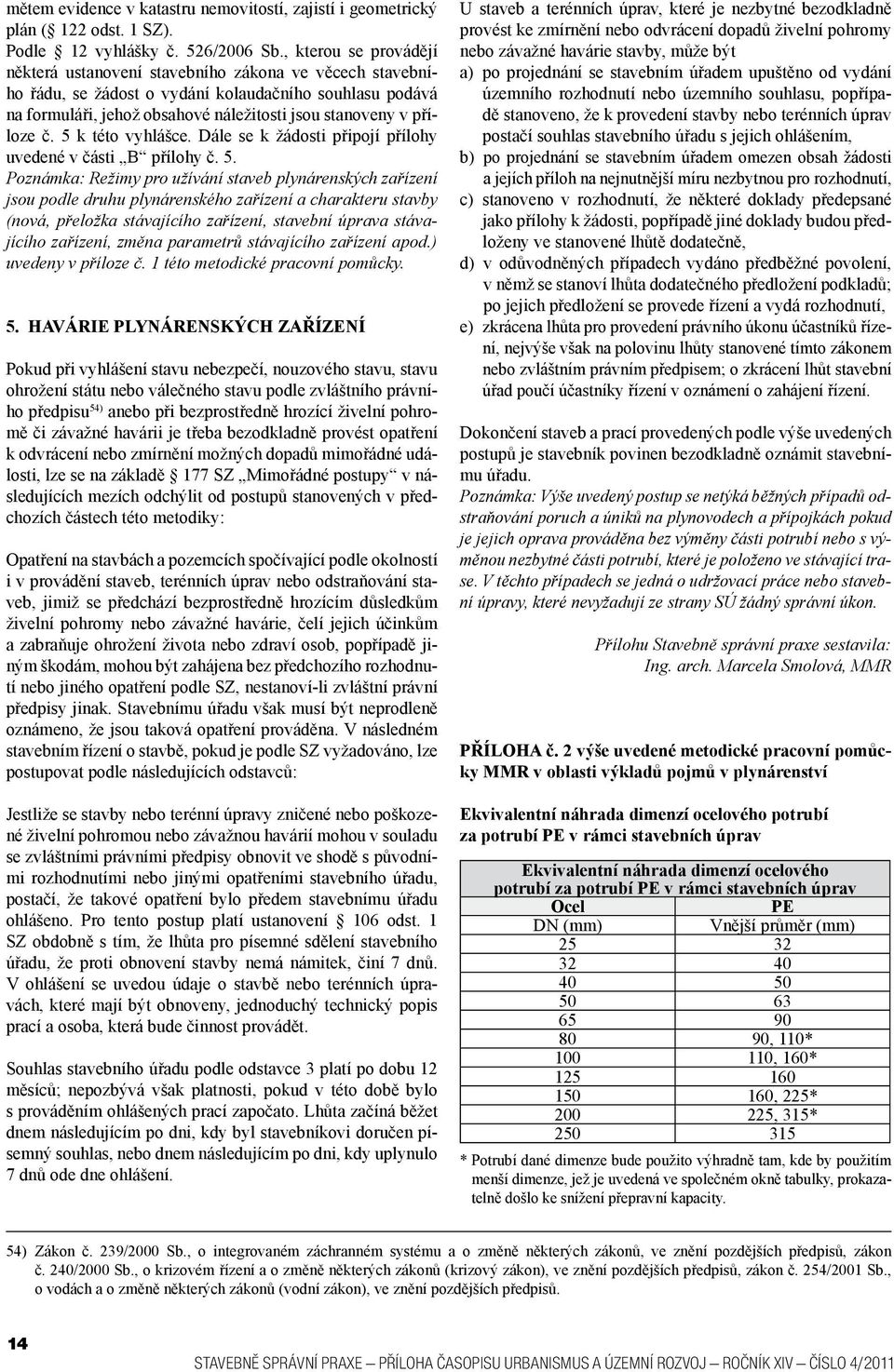 č. 5 k této vyhlášce. Dále se k žádosti připojí přílohy uvedené v části B přílohy č. 5. Poznámka: Režimy pro užívání staveb plynárenských zařízení jsou podle druhu plynárenského zařízení a charakteru