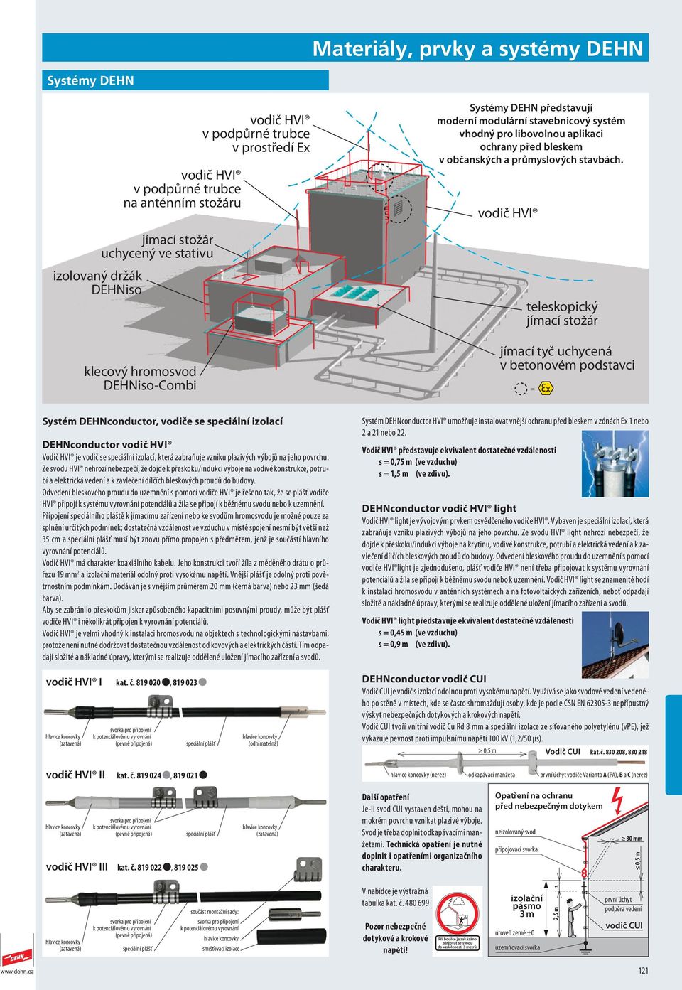 vodič HVI teleskopický jímací stožár jímací tyč uchycená v betonovém podstavci Systém DEHNconductor, vodiče se speciální izolací DEHNconductor vodič HVI Vodič HVI je vodič se speciální izolací, která