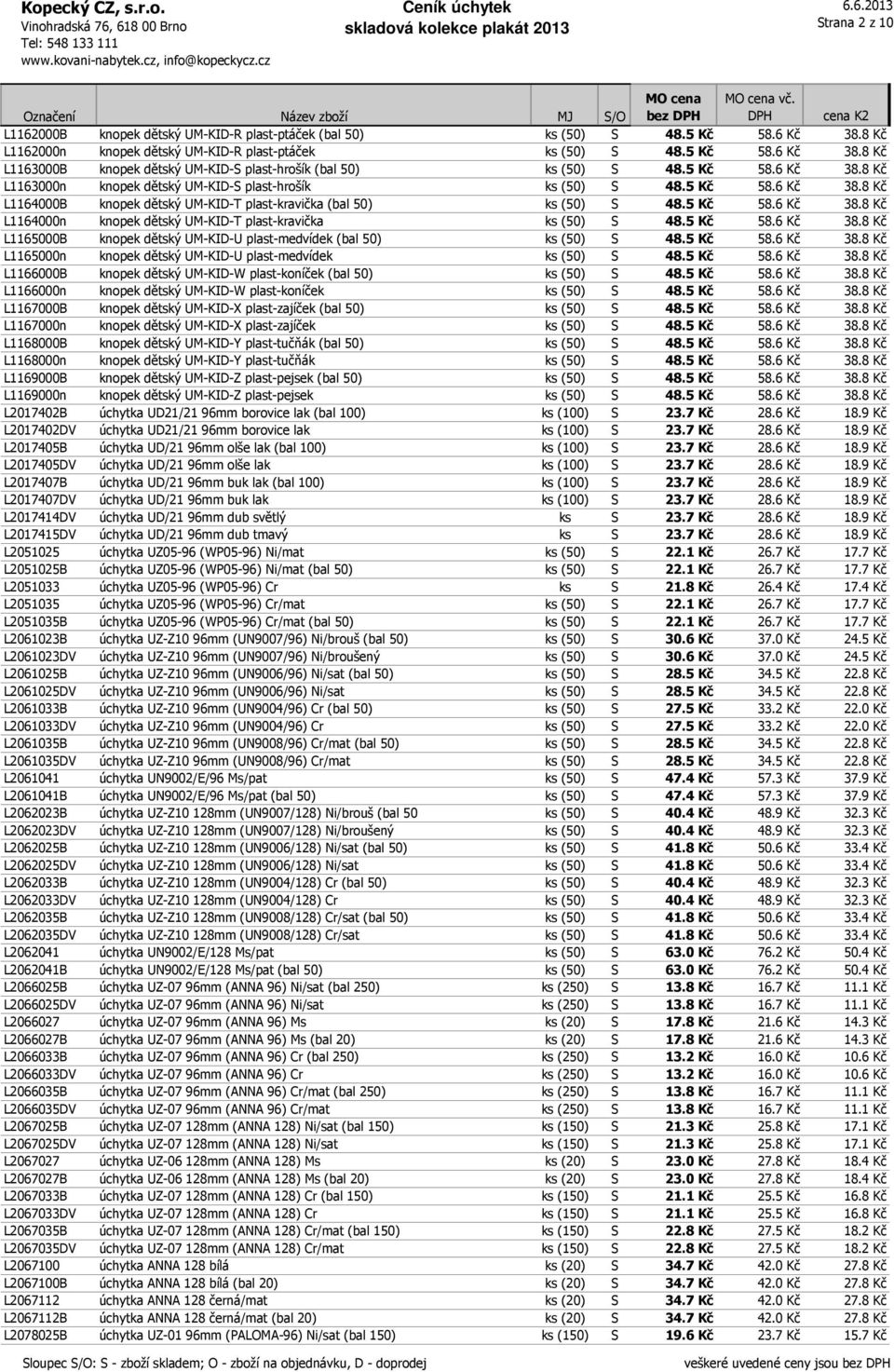 5 Kč 58.6 Kč 38.8 Kč L1165000B knopek dětský UM-KID-U plast-medvídek (bal 50) ks (50) S 48.5 Kč 58.6 Kč 38.8 Kč L1165000n knopek dětský UM-KID-U plast-medvídek ks (50) S 48.5 Kč 58.6 Kč 38.8 Kč L1166000B knopek dětský UM-KID-W plast-koníček (bal 50) ks (50) S 48.