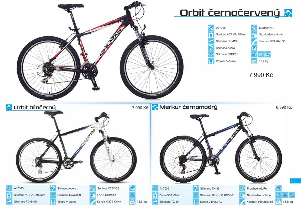 Shimano Revoshift Suntour XCT-302 RODI Scorpion 3x8 19" Shimano TX-35 Prowheel AL/Fe 3x7 Zoom 550, 60mm Shimano Revoshift RS36-7