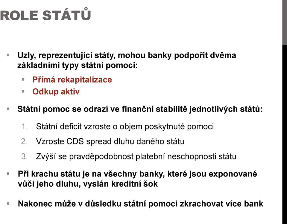 Vzroste CDS spread dluhu daného státu 3.