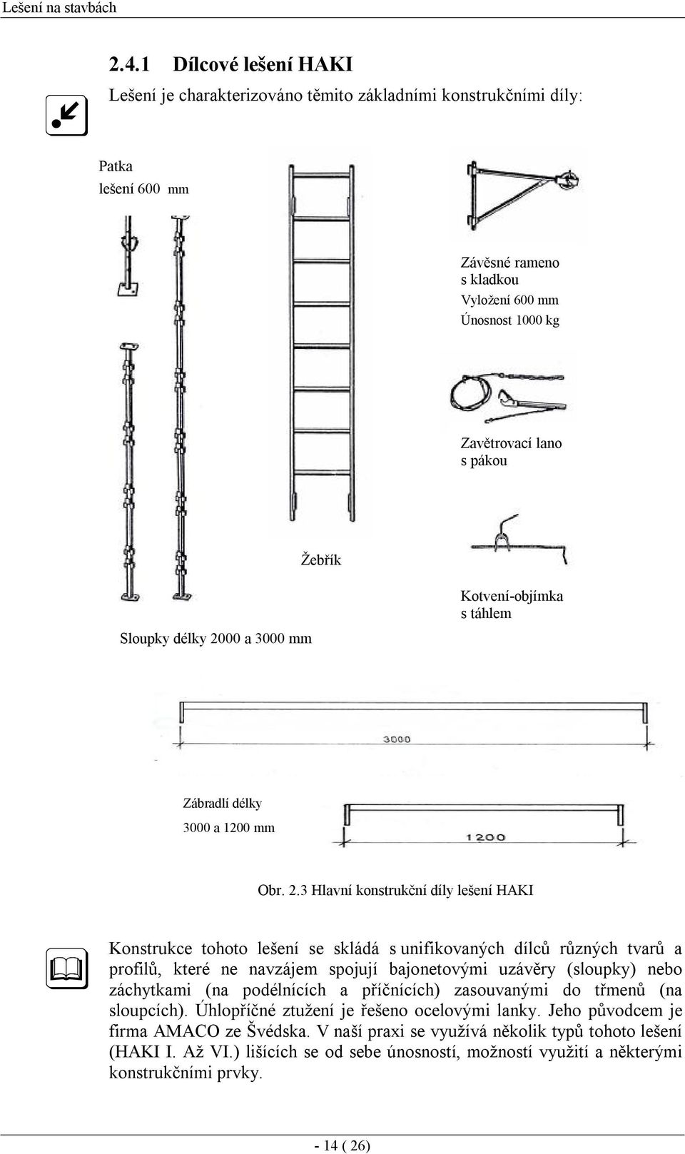 00 a 3000 mm Žebřík Kotvení-objímka s táhlem Zábradlí délky 3000 a 1200 mm Obr. 2.