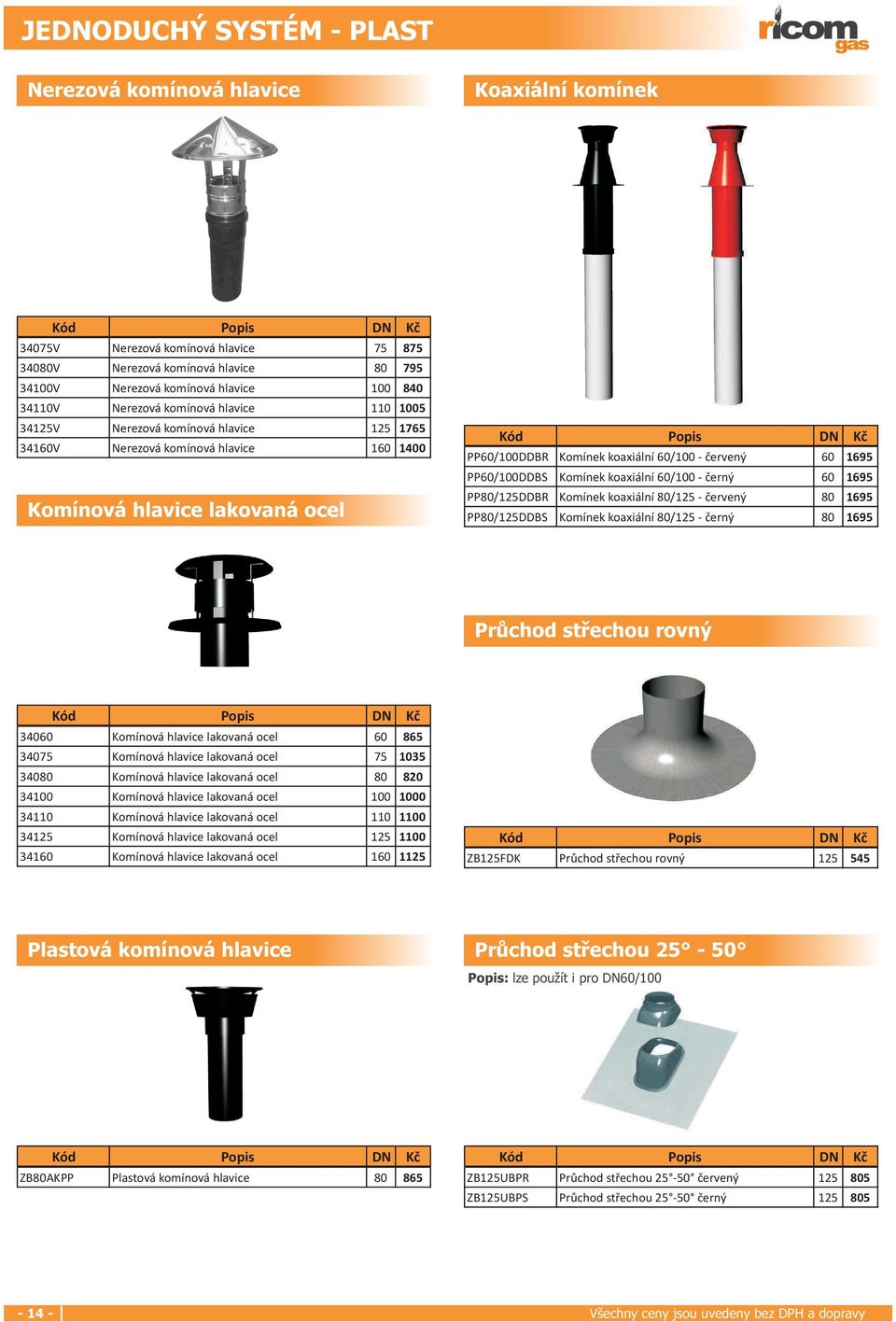 60 1695 PP60/100DDBS Komínek koaxiální 60/100 - èerný 60 1695 PP80/125DDBR Komínek koaxiální 80/125 - èervený 80 1695 PP80/125DDBS Komínek koaxiální 80/125 - èerný 80 1695 Prùchod støechou rovný