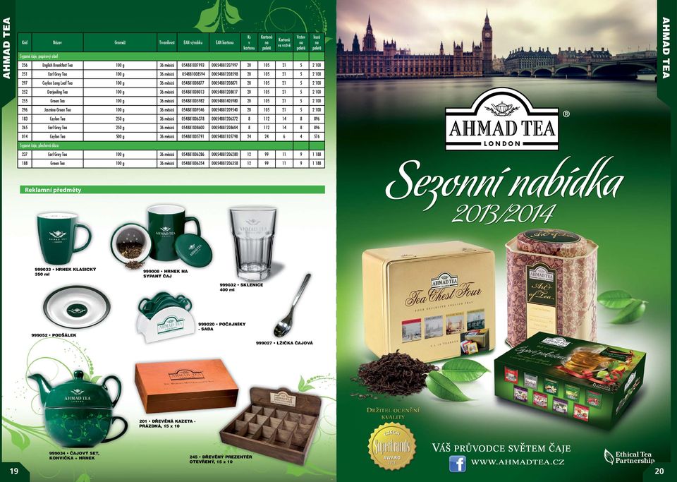 21 5 2 100 255 Green Tea 100 g 36 měsíců 05488100582 0005488140580 20 105 21 5 2 100 26 Jasmine Green Tea 100 g 36 měsíců 05488100546 0005488120540 20 105 21 5 2 100 Ks v kartonu na paletě ve vrstvě