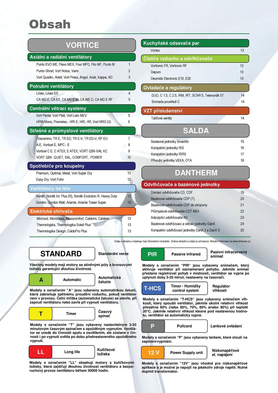 Střešné a průmyslové ventilátory Tiracamino, TR E, TR ED, TR EV, TR EDV, RF EU 7 AE, Vorticel E, MPC E 8 Vorticel C E, C ATEX, E ATEX, VORT QBKSAL KC 9 VORT QBK QUIET, SAL, COMFORT, POWER 10