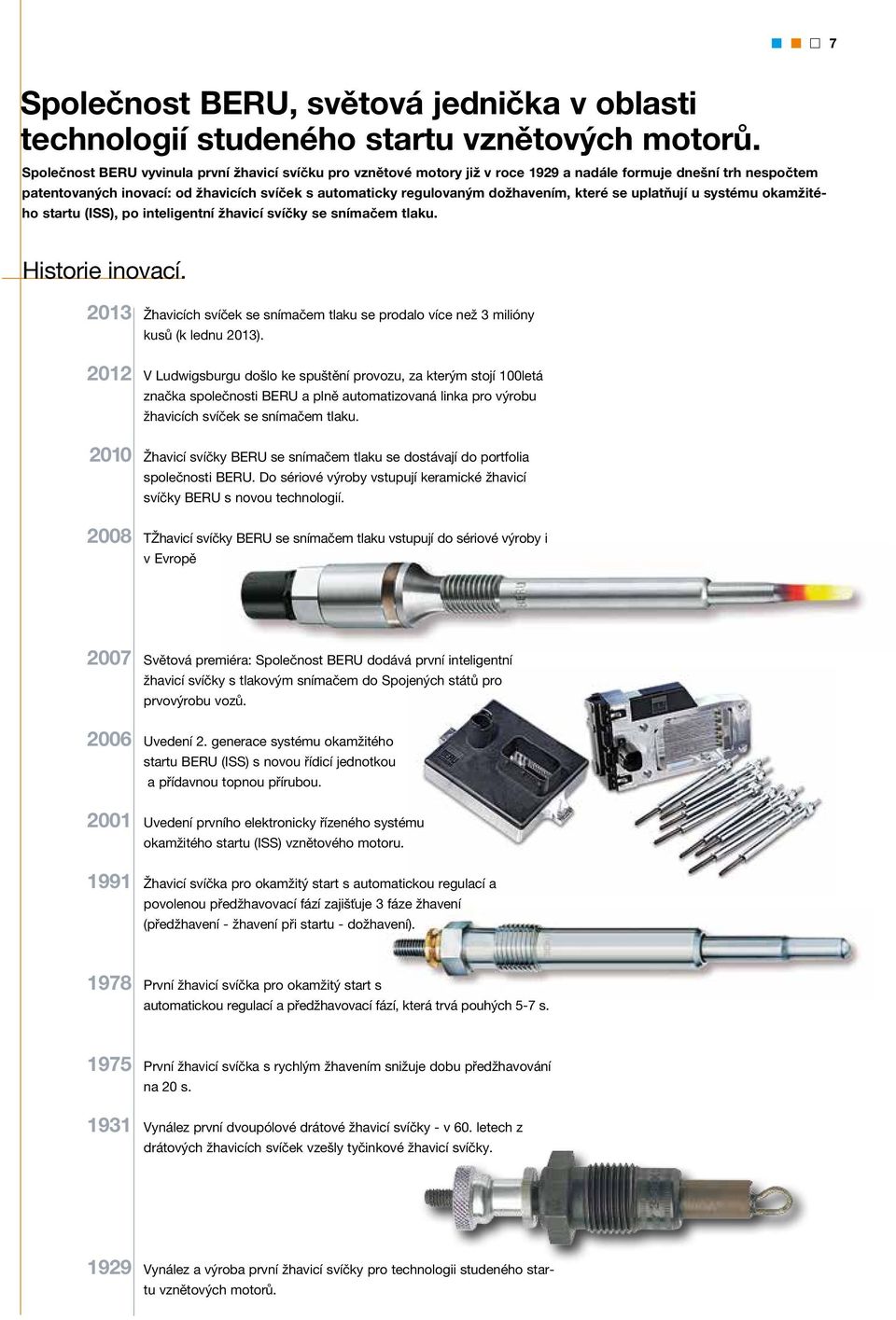 dožhavením, které se uplatňují u systému okamžitého startu (ISS), po inteligentní žhavicí svíčky se snímačem tlaku. Historie inovací.