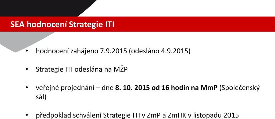 2015) Strategie ITI odeslána na MŽP veřejné projednání dne 8.