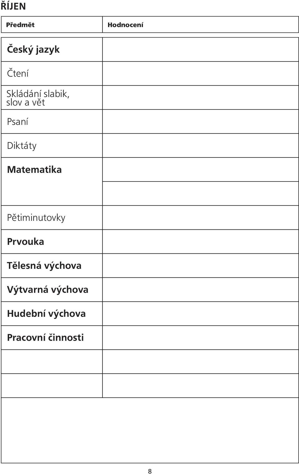 Matematika Pětiminutovky Prvouka Tělesná