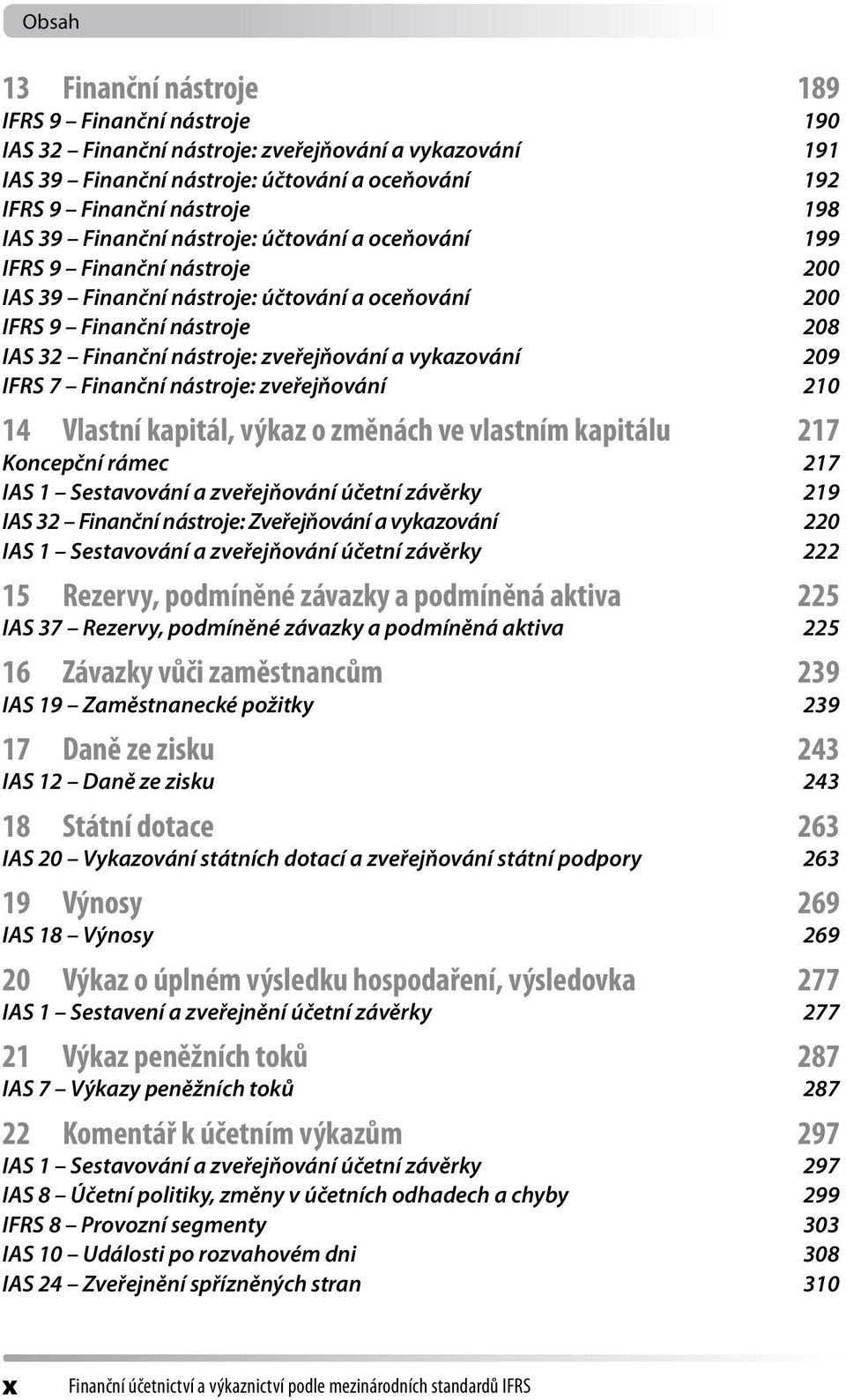 vykazování 209 IFRS 7 Finanční nástroje: zveřejňování 210 14 Vlastní kapitál, výkaz o změnách ve vlastním kapitálu 217 Koncepční rámec 217 IAS 1 Sestavování a zveřejňování účetní závěrky 219 IAS 32