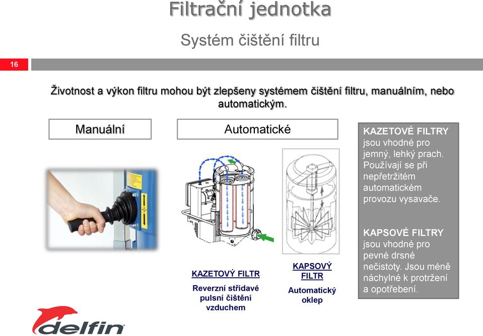 Používají se při nepřetržitém automatickém provozu vysavače.