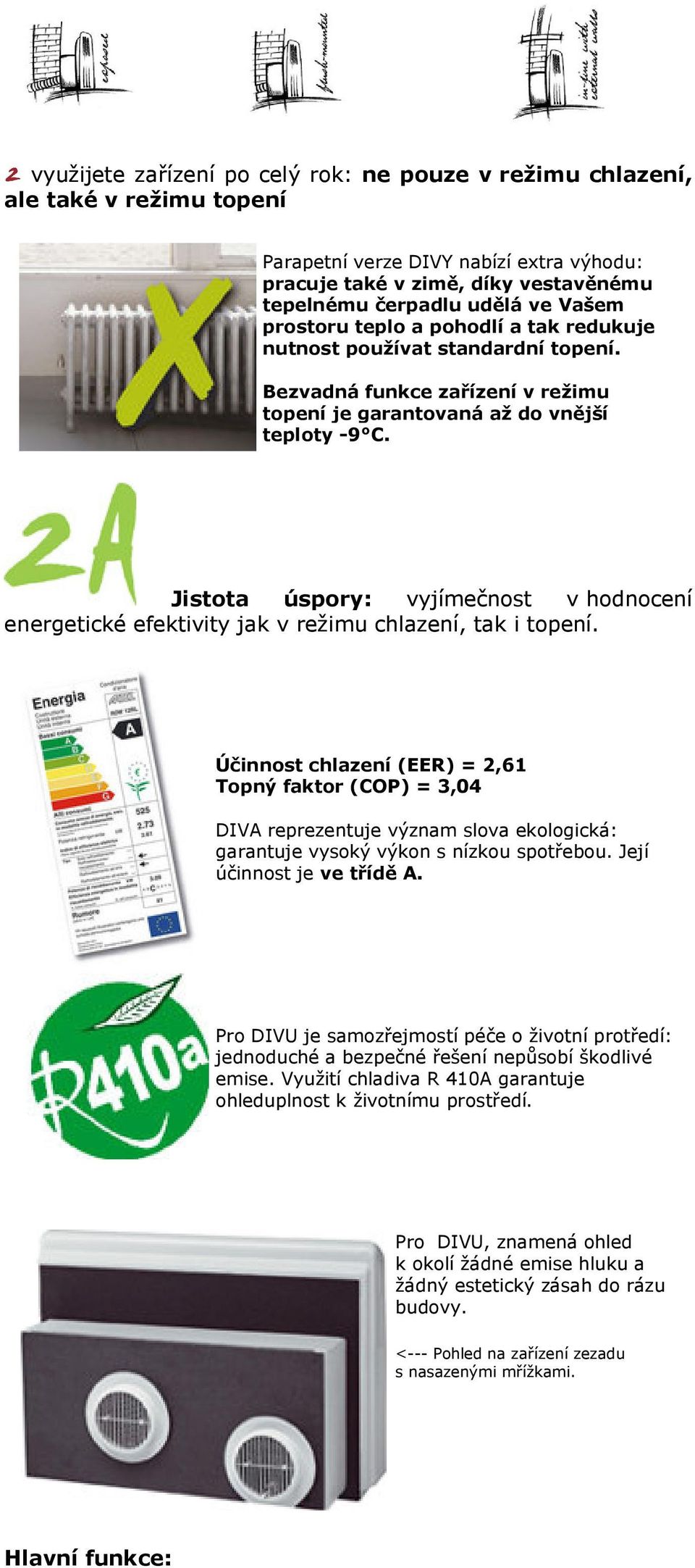 Jistota úspory: vyjímečnost v hodnocení energetické efektivity jak v režimu chlazení, tak i topení.