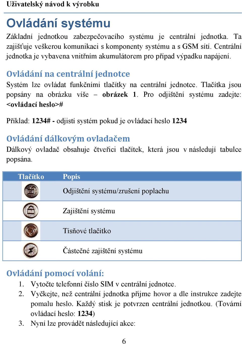 Tlačítka jsou popsány na obrázku víše obrázek 1.