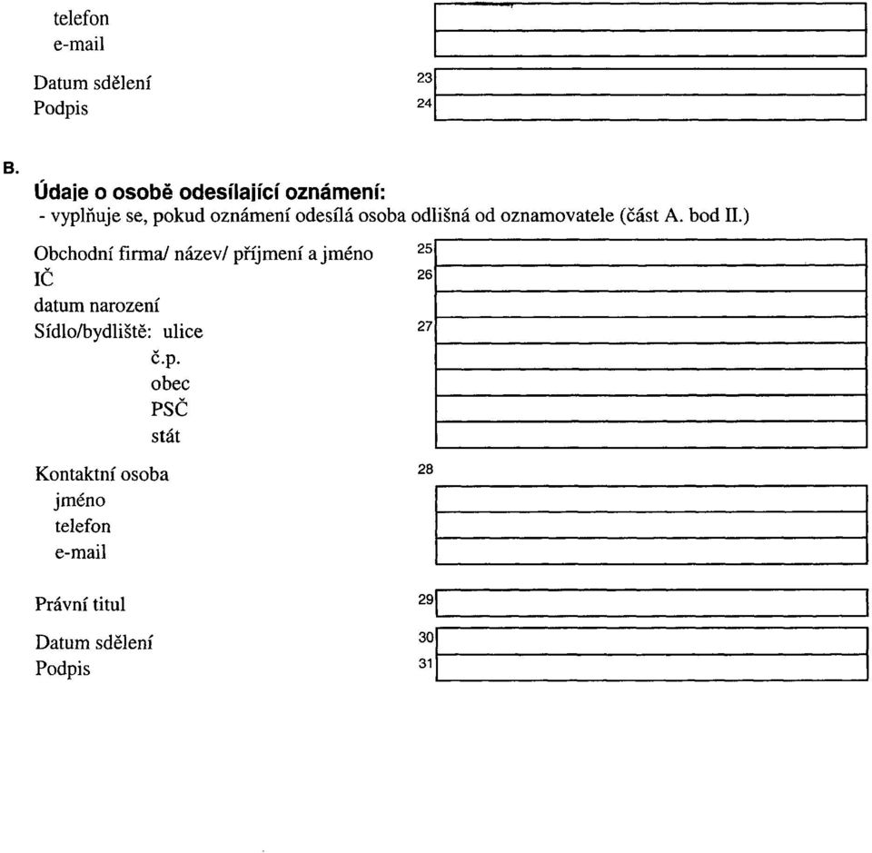 odlišná od oznamovatele (část A. bod II.