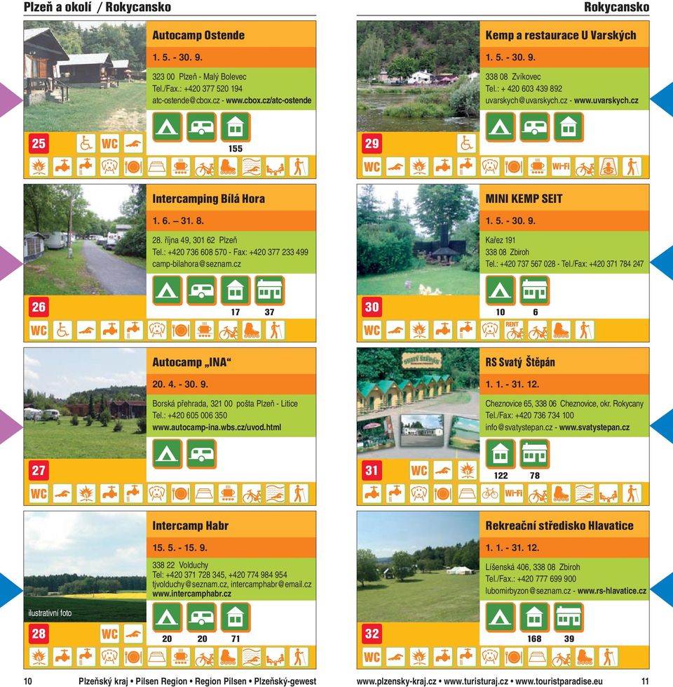 cz MINI KEMP SEIT Kařez 191 338 08 Zbiroh Tel.: +4 737 567 028 - Tel./Fax: +4 371 784 247 26 17 37 30 10 6 Autocamp INA. 4. - 30. 9. Borská přehrada, 321 00 pošta Plzeň - Litice Tel.