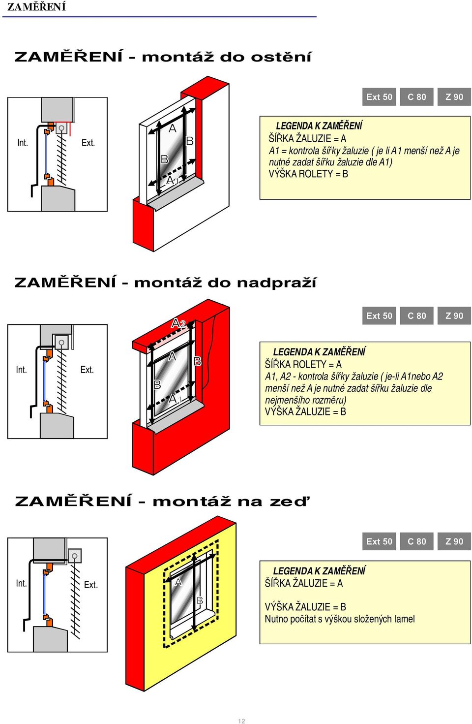 A1,A2-kontrola šířkyžaluzie(je-lia1neboa2 menší nežajenutné zadat šířku žaluzie dle nejmenšího rozměru)