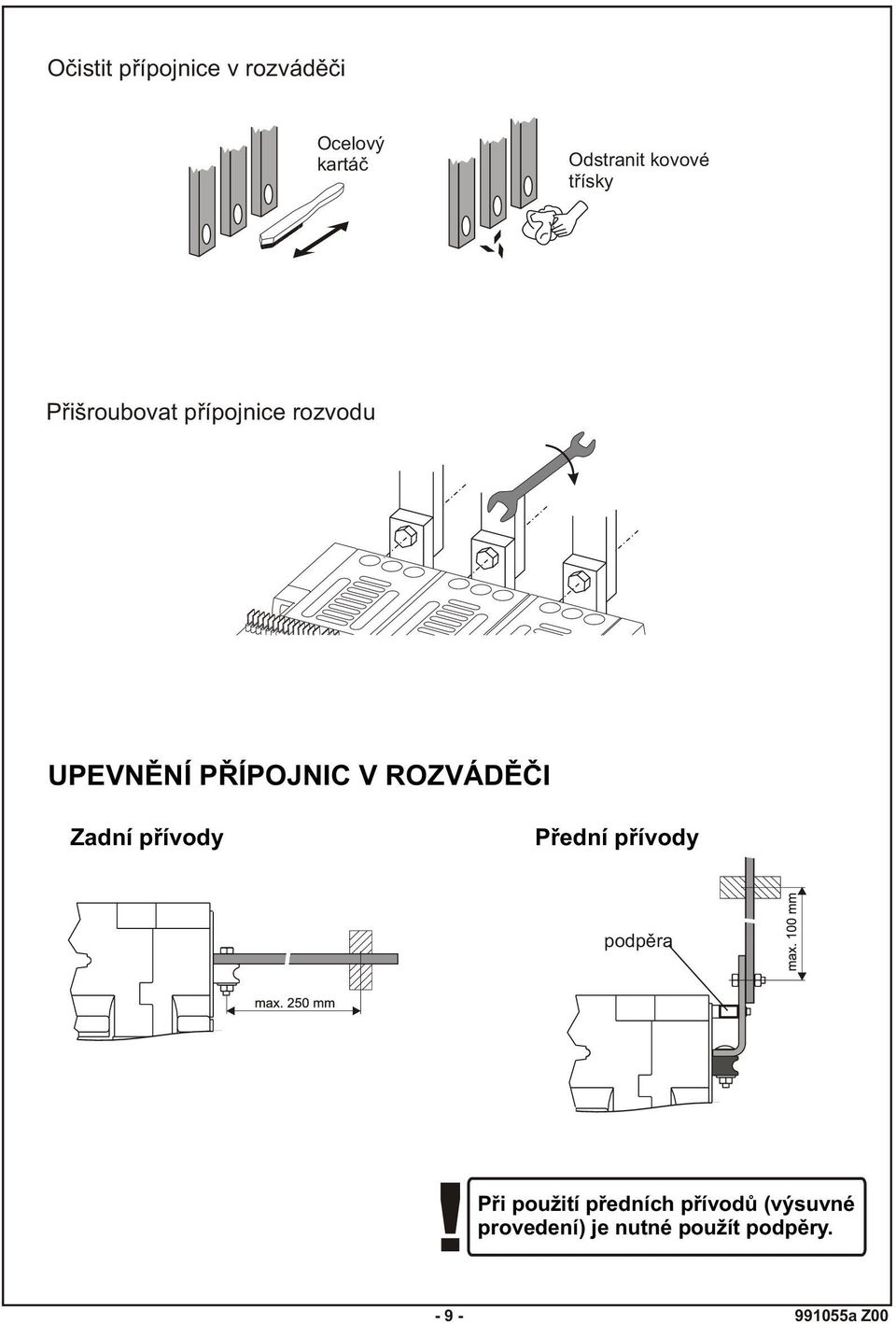 ROZVÁDÌÈI Zadní pøívody Pøední pøívody podpìra!
