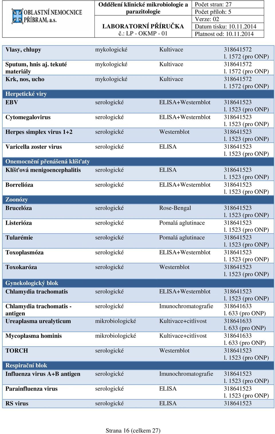ELISA+Westernblot 318641523 Herpes simplex virus 1+2 serologické Westernblot 318641523 Varicella zoster virus serologické ELISA 318641523 Onemocnění přenášená klíšťaty Klíšťová menigoencephalitis